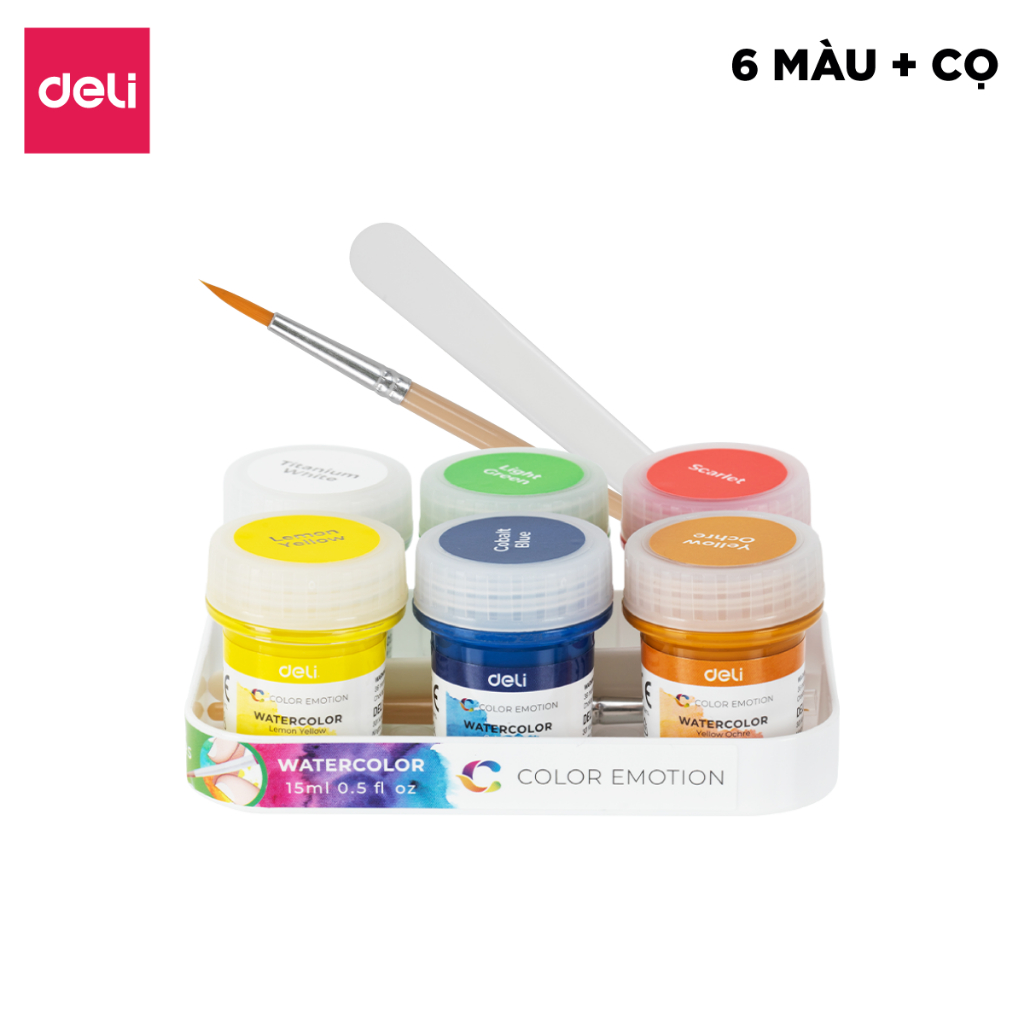 [TẶNG CỌ+TÁN] Set Màu Nước Dạng Hũ 15ml Chính Hãng Deli, Màu Nước Đẹp, Tô Màu Vẽ Tranh Custom Màu Tươi Sáng Đẹp Mắt
