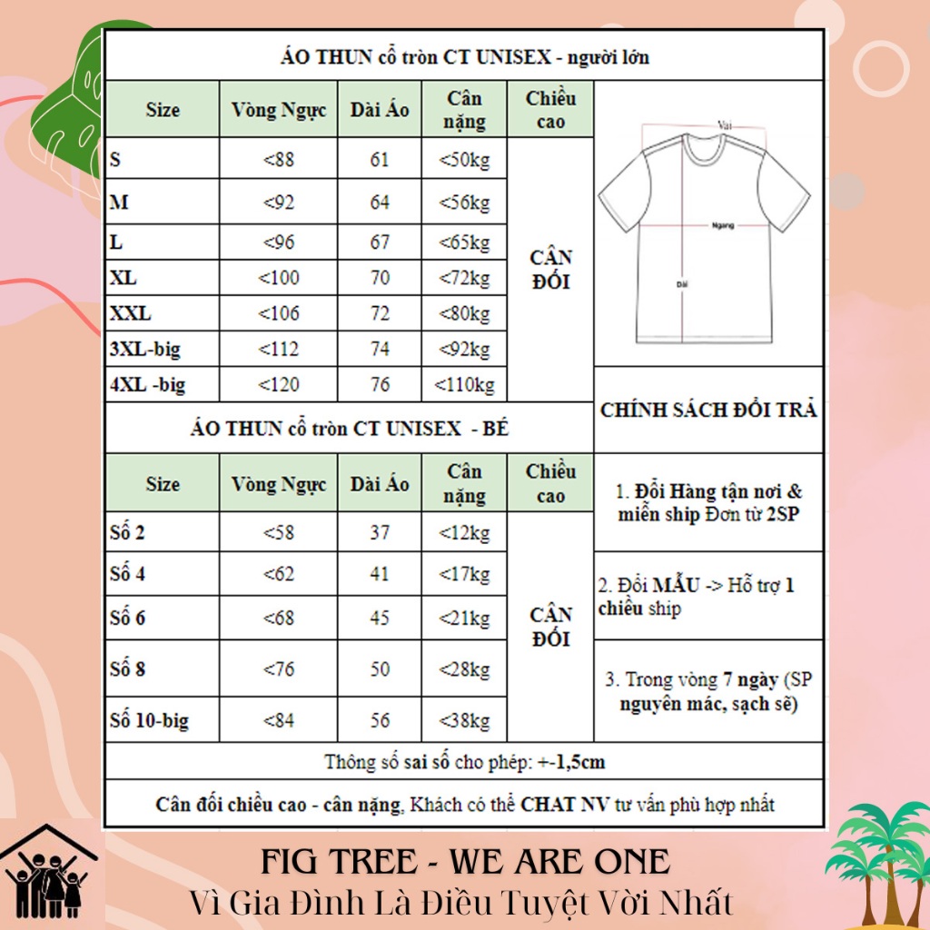Combo Áo Thun Gia Đình FIGTREE Màu Trắng In Hình SAY YES Siêu Đáng Yêu