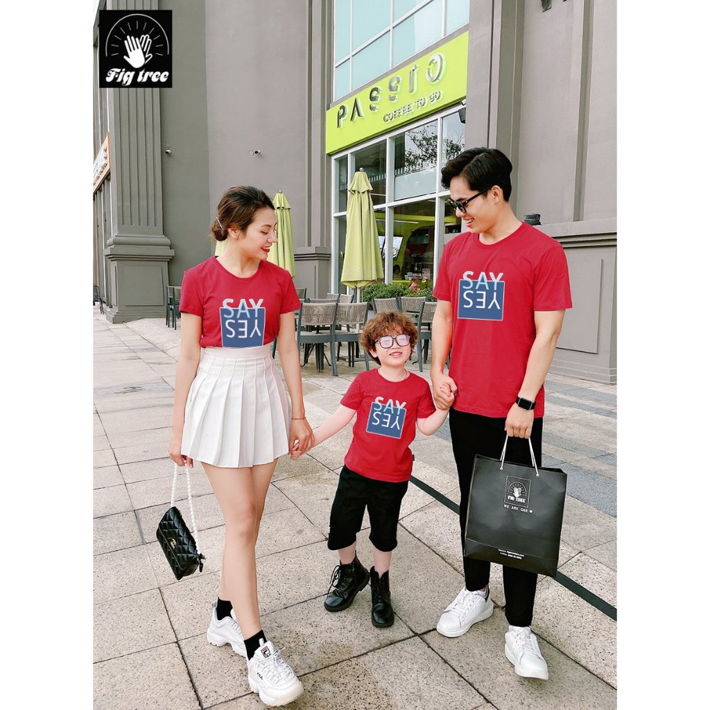 Đồng Phục Áo Thun Gia Đình Fig Tree in SAY YES Nổi Bật Cho Gia Đình Đi Chơi, Đi Du Lịch Năng Động