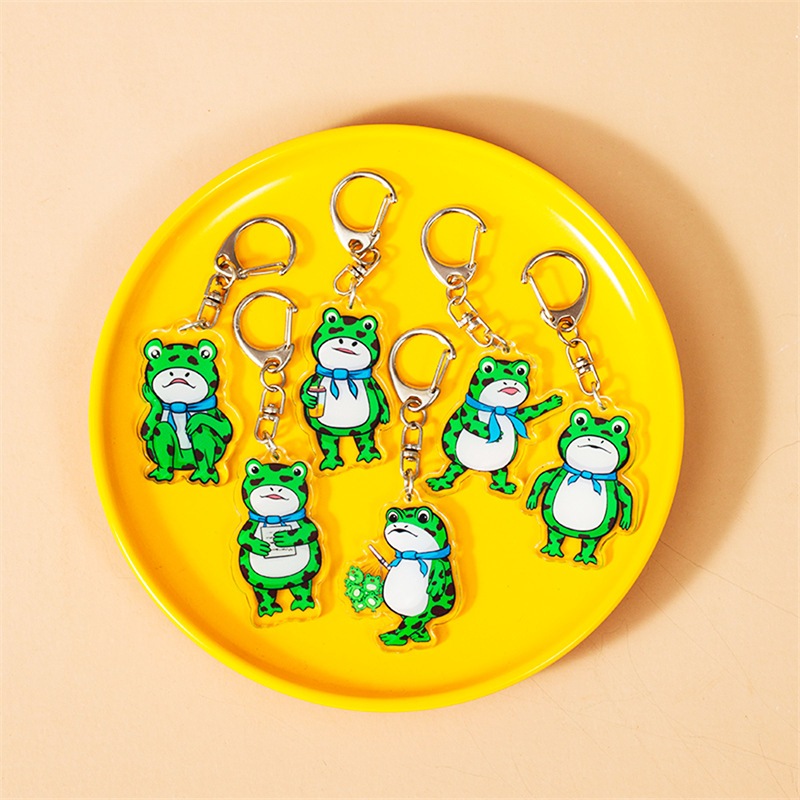 Combo 5 Móc Khóa Ếch Hướng Ngoại Acrylic Nhựa 4cm 5cm  Móc Treo BaLo Túi Xách