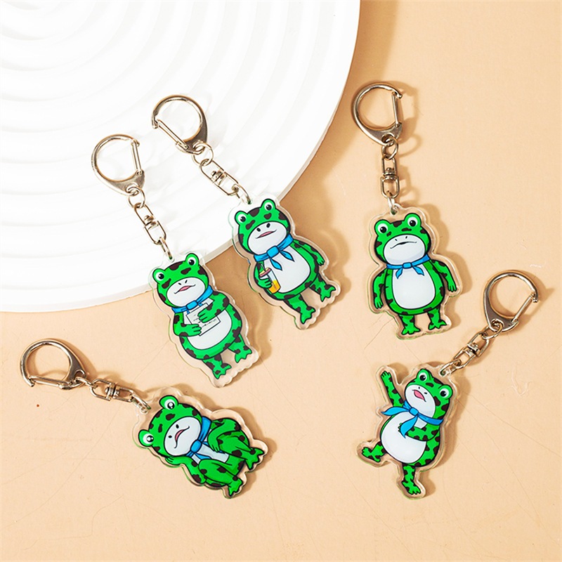Combo 5 Móc Khóa Ếch Hướng Ngoại Acrylic Nhựa 4cm 5cm  Móc Treo BaLo Túi Xách