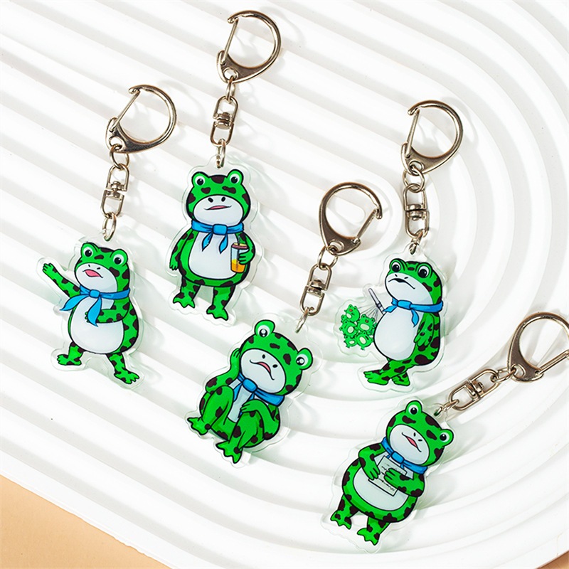 Combo 5 Móc Khóa Ếch Hướng Ngoại Acrylic Nhựa 4cm 5cm  Móc Treo BaLo Túi Xách