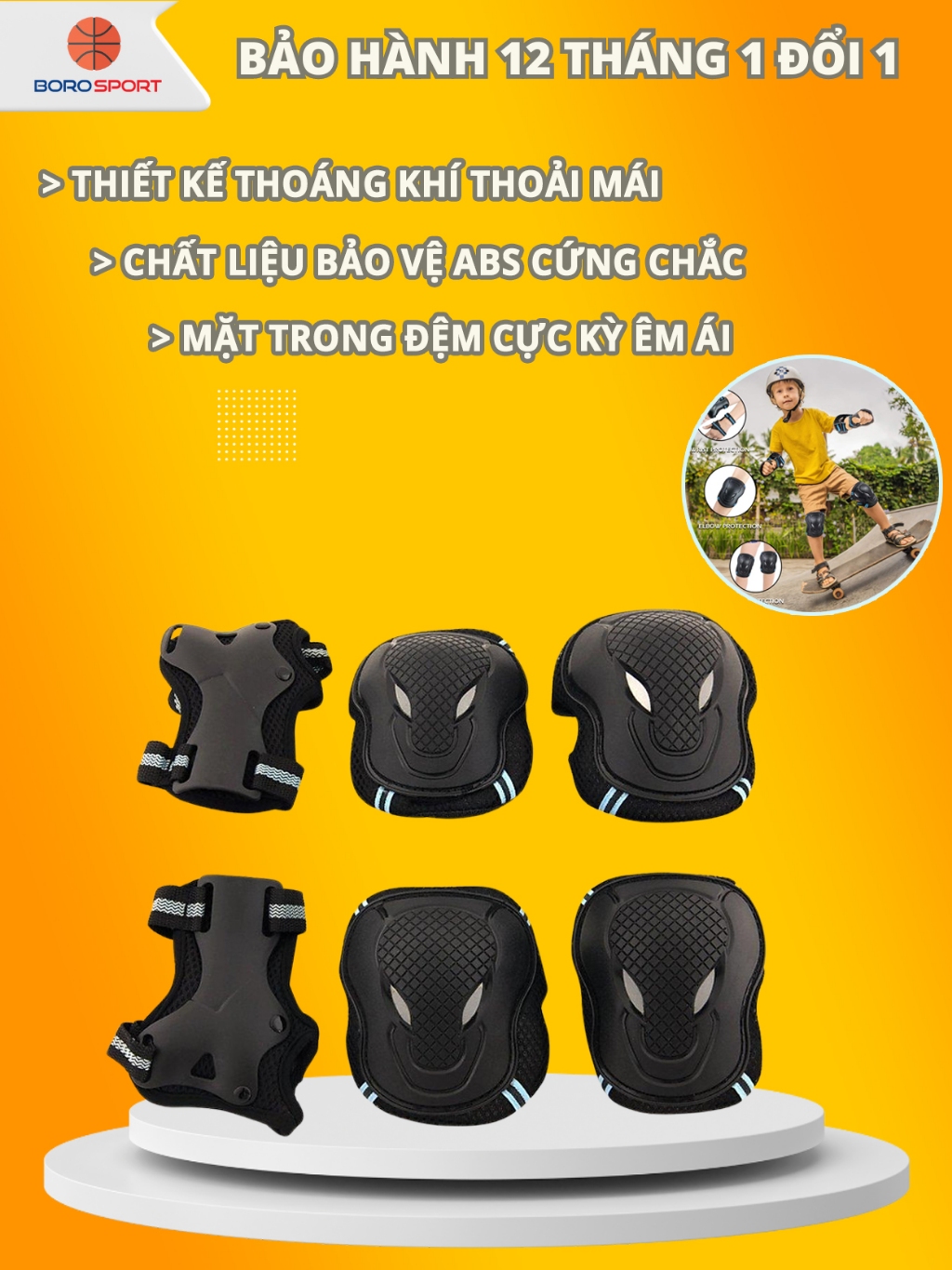 Ảnh Bảo Hộ Tay Chân Patin , Bảo Hành 12 Tháng Bộ Bảo Hộ Patin Nhựa ABS Cứng Chắc Đệm Xốp Thoáng Khí Cleacco BBHCB Boro Sport 1