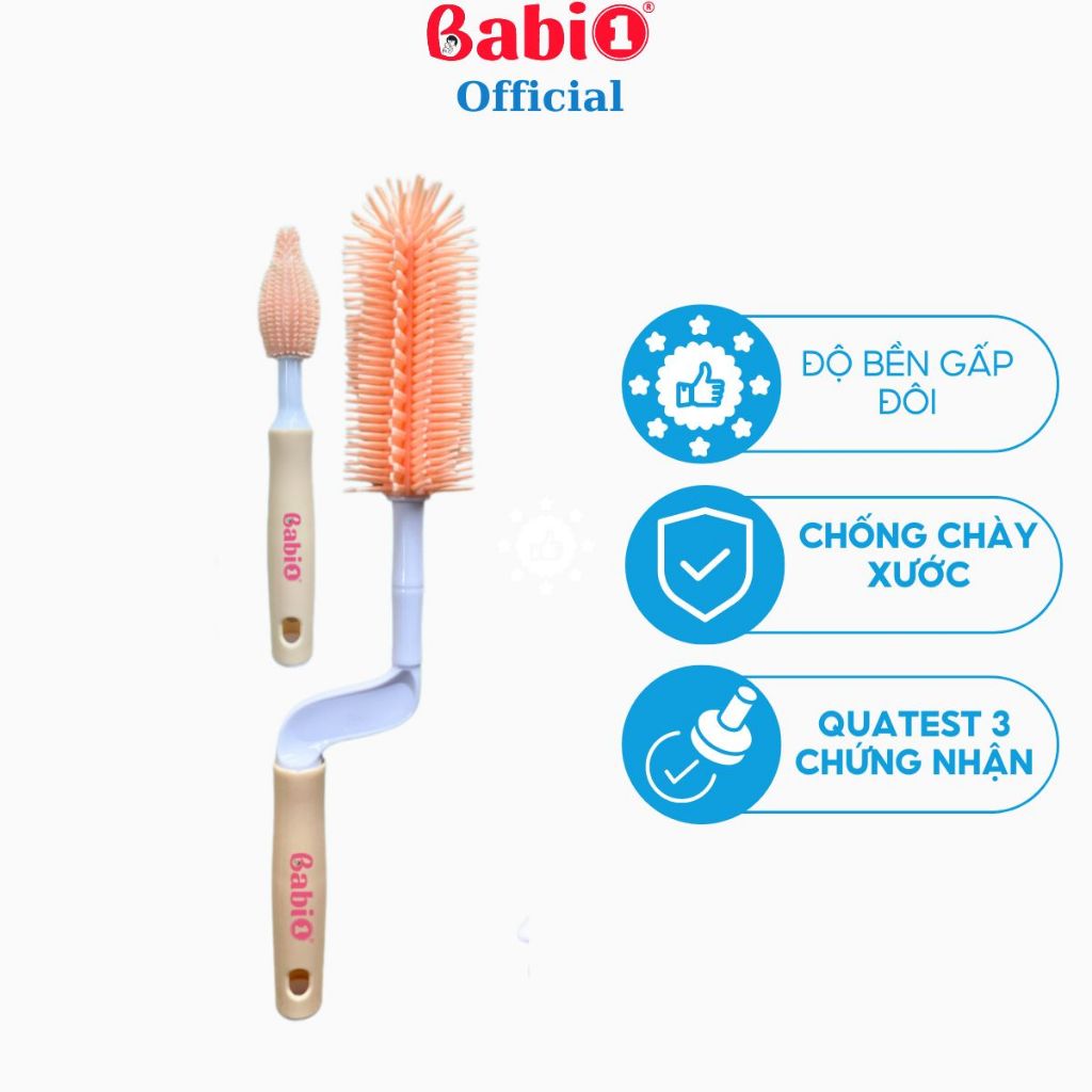 Bộ Cọ Rửa Bình Sữa Silicon Babi 1 Set 3 Chi Tiết gấp Gọn Tiện Dụng
