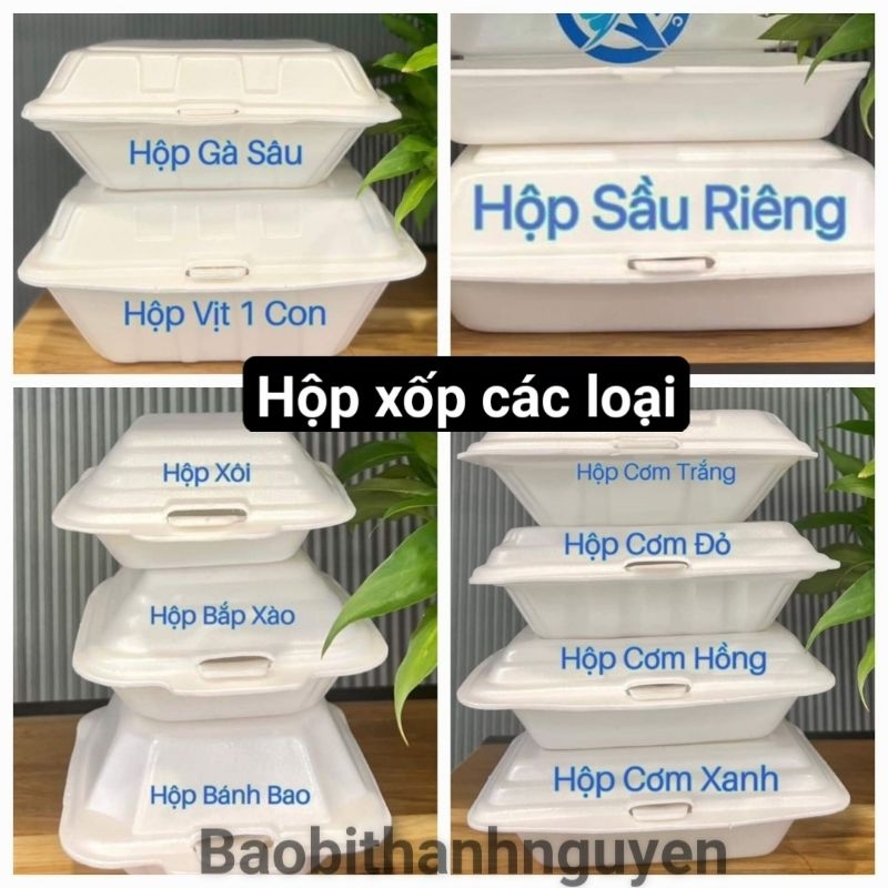 [Lốc 150c] Các loại Hộp xốp cơm trắng, xanh, hồng / Hộp xôi, bánh bao ...