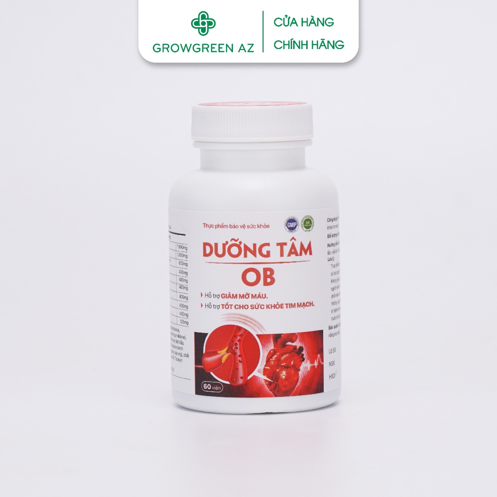Ảnh Viên Uống Hỗ Trợ Tim Mạch, Huyết Áp Dưỡng Tâm OB Hộp 60 Viên Chính Hãng Grow Green AZ 1