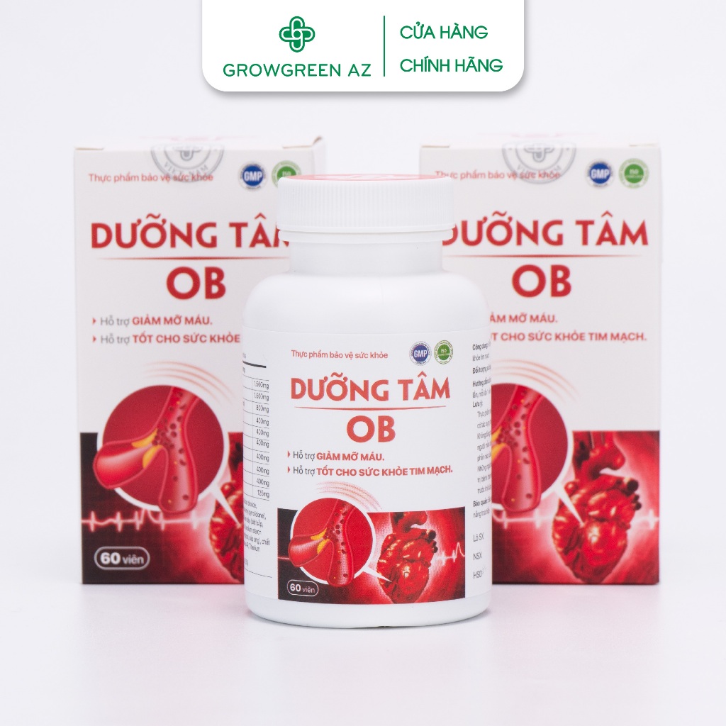 Ảnh Viên Uống Hỗ Trợ Tim Mạch, Huyết Áp Dưỡng Tâm OB Hộp 60 Viên Chính Hãng Grow Green AZ 3