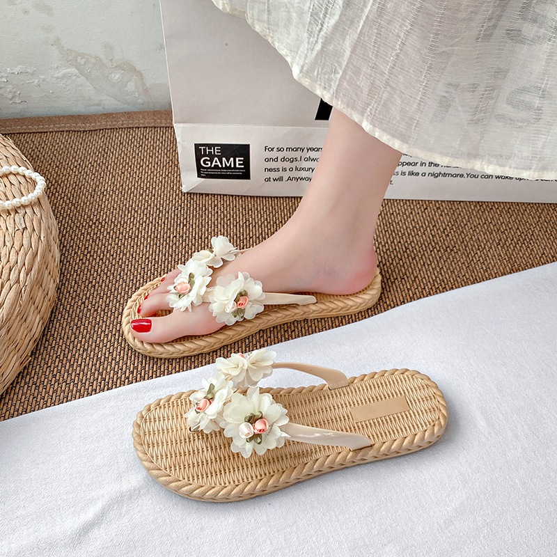 Laylalay.n - [Sẵn size] Dép cói nữ xỏ ngón đính hoa voan cánh nhỏ - ứng dụng cao, văn phòng, đi dạo, đi biển - LAL42