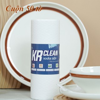 Thùng 24 cuộn khăn giấy lau bếp trắng KRCLEAN 50 tờ 20x25cm - Khăn lau bếp thấm hút đa năng, lau chén bát, lau tay