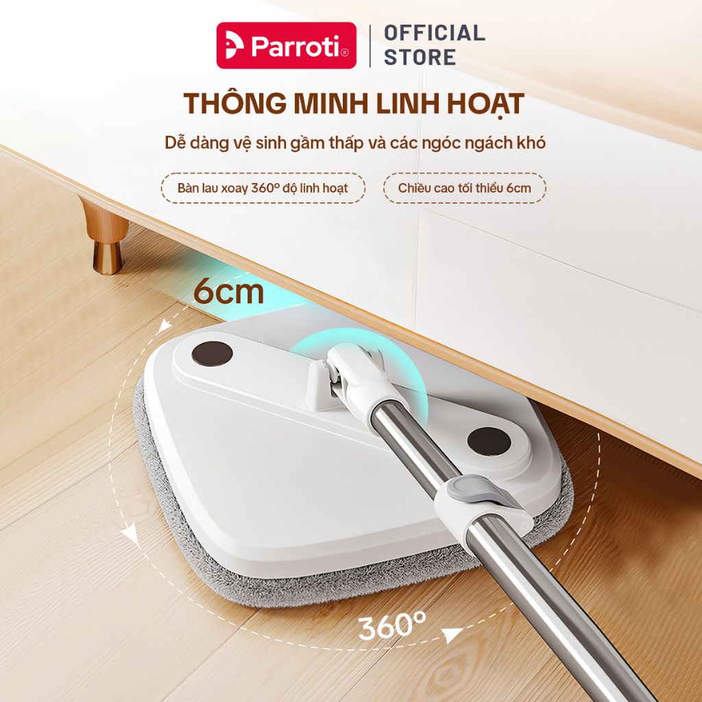 Ảnh Cây lau nhà tách nước bẩn, bộ lau nhà tự vắt xoay 360 độ, chổi lau nhà thông minh Parroti Spin - SA01 3