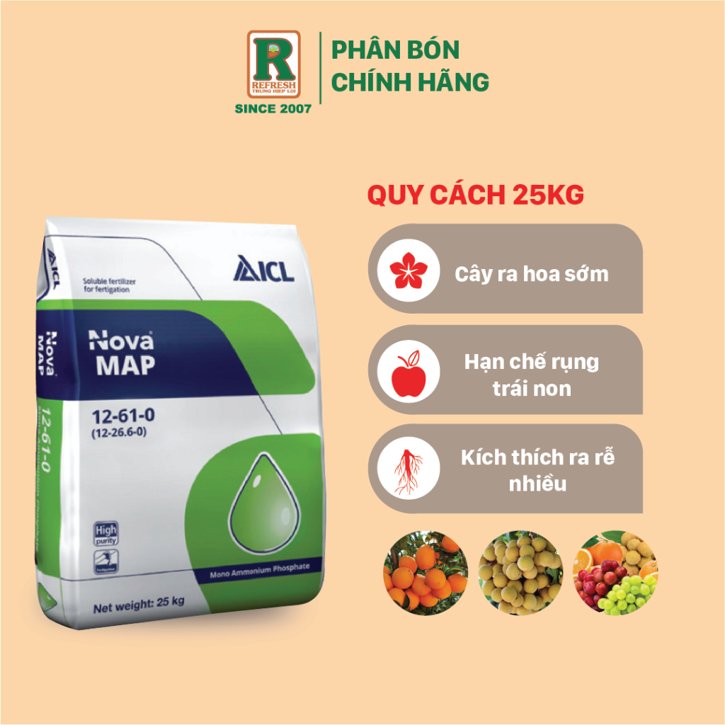 Phân bón NOVA ICL MAP 12-61 Ra hoa đồng loạt - Kích thích ra rễ - Bao ...