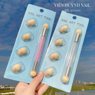 Bút dặm ombre có bông mút 2 đầu - dặm màu nail nhanh tiện lợi