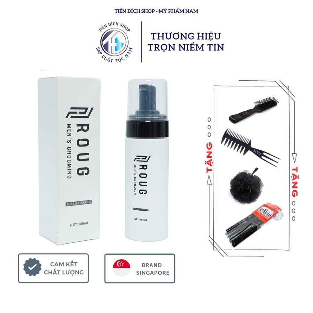Bọt tạo phồng tóc Roug Sea Salt Mousse 150ml cao cấp Singapore + Tặng ...