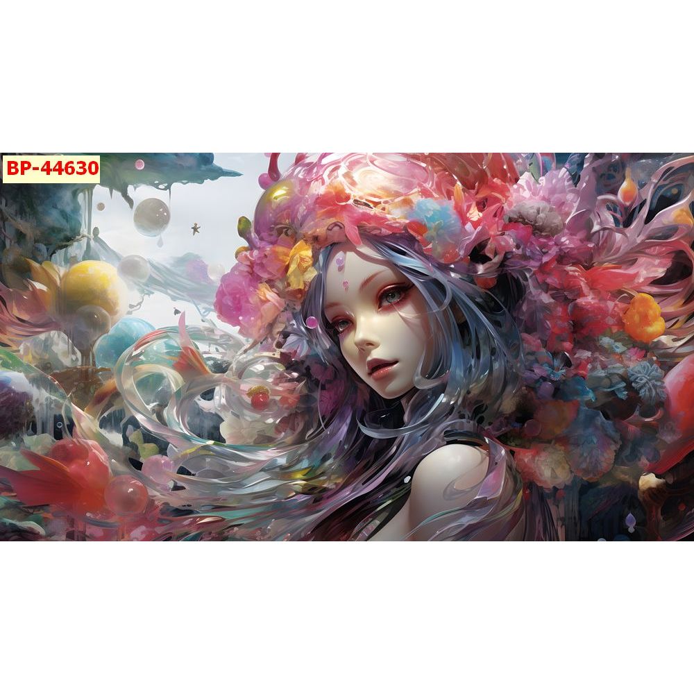Tranh vải lụa kim sa 3D dán tường cao cấp chủ đề những cô gái thiên thần hoa hút mắt...