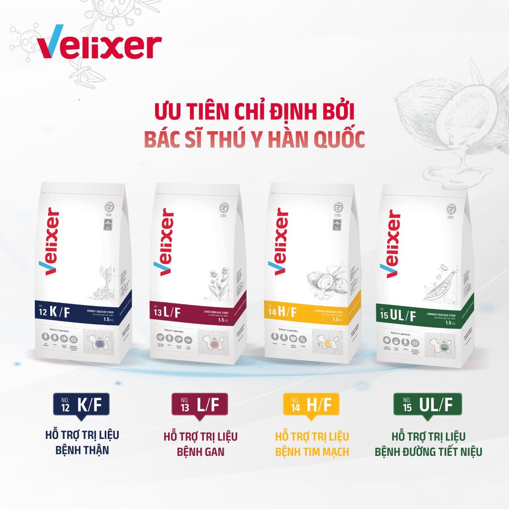[1.5KG] VELIXER - Thức ăn hạt cho chó hỗ trợ trị liệu với công thức dinh dưỡng chuyên biệt