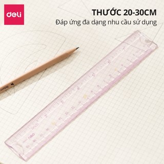 Thước kẻ nhựa dẻo EcoPVC 20/30cm Deli Trong Suốt Số Dễ Nhìn Và Đo Chính Xác Chất liệu nhựa an toàn Phù hợp với học sinh