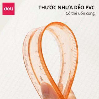 Thước kẻ nhựa dẻo EcoPVC 20/30cm Deli Trong Suốt Số Dễ Nhìn Và Đo Chính Xác Chất liệu nhựa an toàn Phù hợp với học sinh