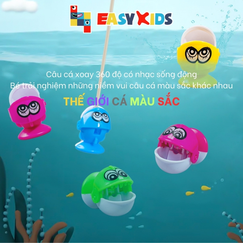 Bộ Đồ Chơi Câu Cá Điện Trẻ Em Có Nhạc Xoay 360 Độ Cho Bé, Trò Chơi Câu Cá Tặng Kèm Pin
