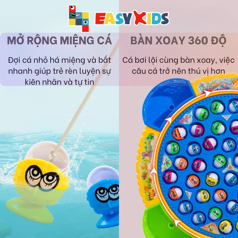 Bộ Đồ Chơi Câu Cá Điện Trẻ Em Có Nhạc Xoay 360 Độ Cho Bé, Trò Chơi Câu Cá Tặng Kèm Pin