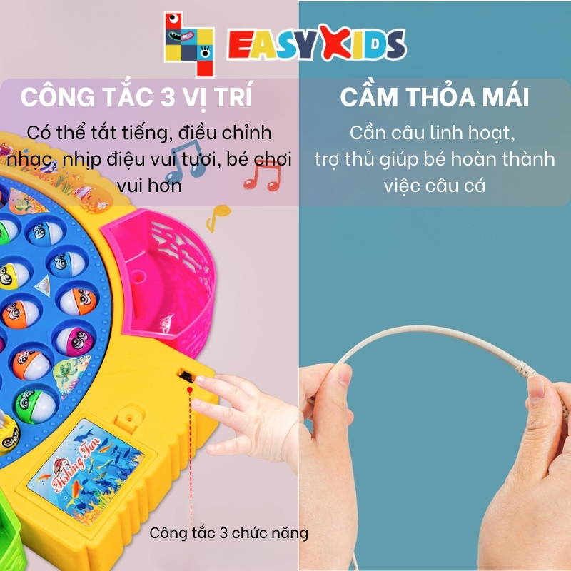 Bộ Đồ Chơi Câu Cá Điện Trẻ Em Có Nhạc Xoay 360 Độ Cho Bé, Trò Chơi Câu Cá Tặng Kèm Pin
