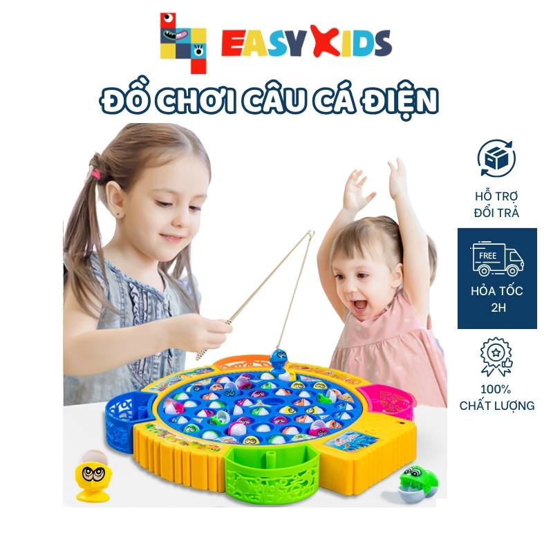 Bộ Đồ Chơi Câu Cá Điện Trẻ Em Có Nhạc Xoay 360 Độ Cho Bé, Trò Chơi Câu Cá Tặng Kèm Pin
