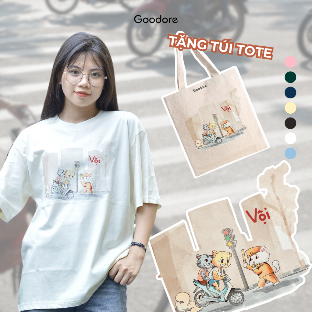 Áo thun Oversize cotton unisex nam nữ Goodore BST Phố Thị mẫu Vội thoáng mát năng động thiết kế độc đáo