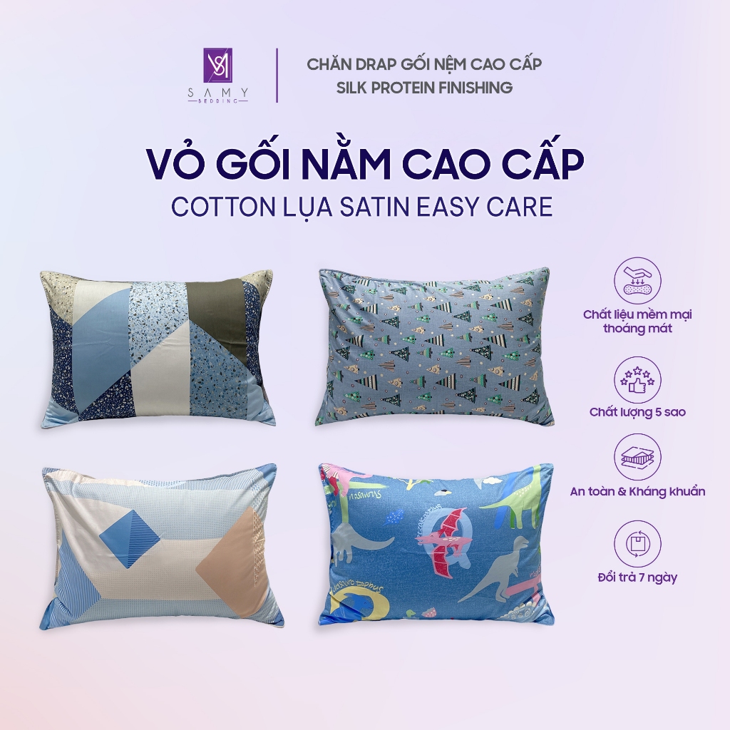 Ảnh Vỏ Gối Cotton Lụa Satin Cao Cấp SAMY BEDDING Thoải Mái Mát Mịn 1