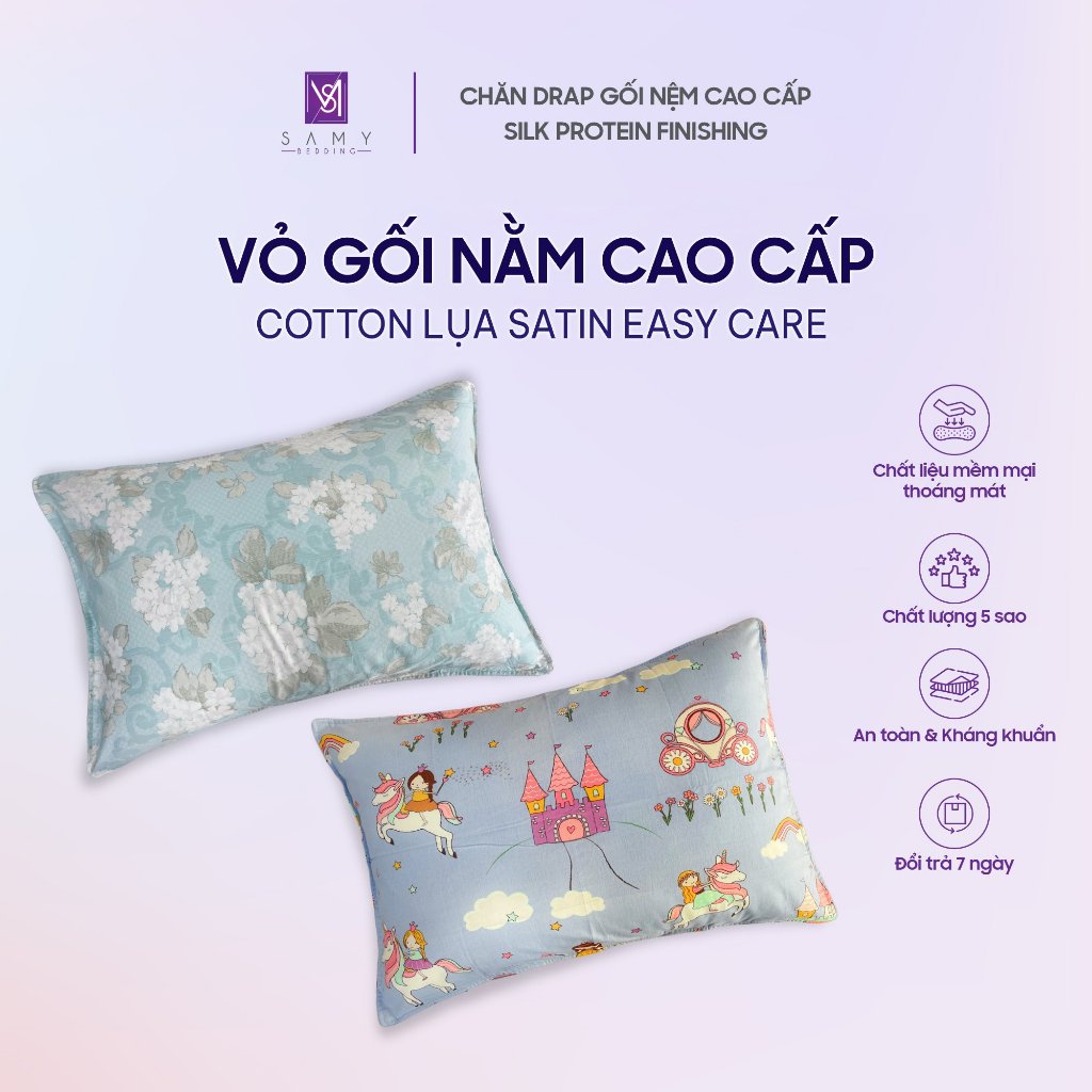 Ảnh Vỏ Gối Cotton Lụa Satin Cao Cấp SAMY BEDDING Thoải Mái Mát Mịn 3