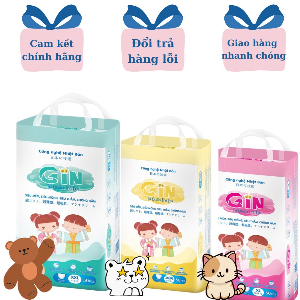 Tã bỉm Gin công nghệ Nhật Bản bịch 50 miếng, bỉm cho bé đủ size M đến ...