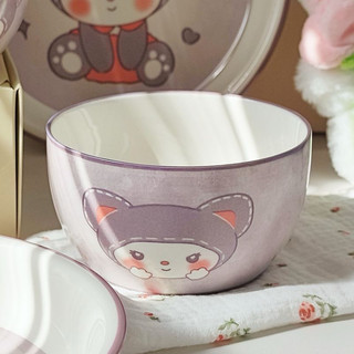 T&T0097 Sét bát sứ có tay cầm 3 món hình KUROMI và hình nơ siêu đáng yêu