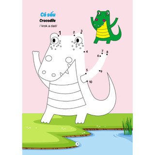 Sách- Bộ 8 Quyển Tập Tô Màu Nối Số Song Ngữ Anh Việt Dành Cho Bé Mẫu Giáo Từ 3 4 5 Tuổi Tặng Kèm Túi