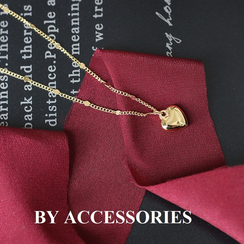 Dây chuyền nữ titan xích kiểu phối trái tim trơn nhỏ xinh đơn giản không gỉ WN2468 BY ACCESSORIES