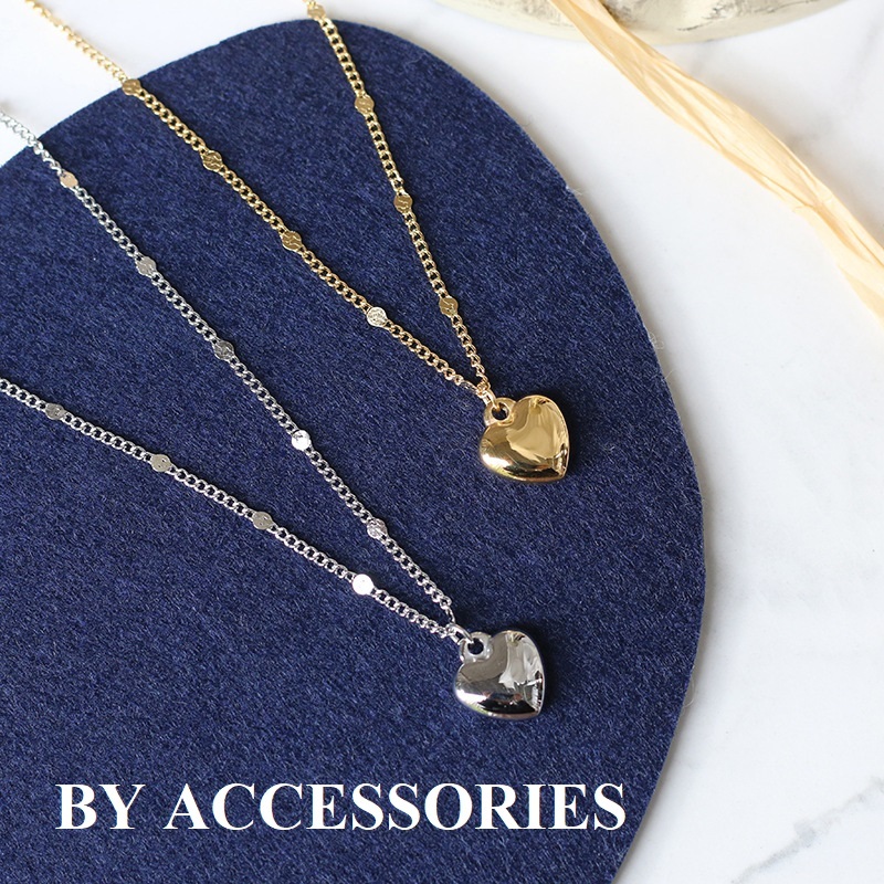 Dây chuyền nữ titan xích kiểu phối trái tim trơn nhỏ xinh đơn giản không gỉ WN2468 BY ACCESSORIES