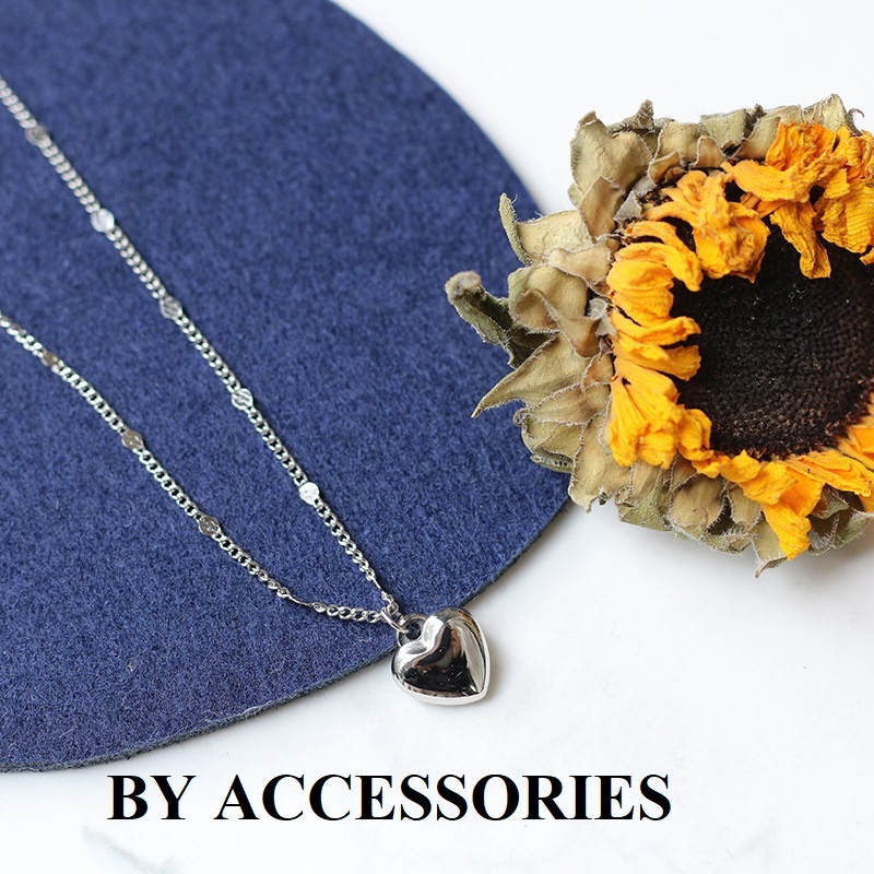 Dây chuyền nữ titan xích kiểu phối trái tim trơn nhỏ xinh đơn giản không gỉ WN2468 BY ACCESSORIES