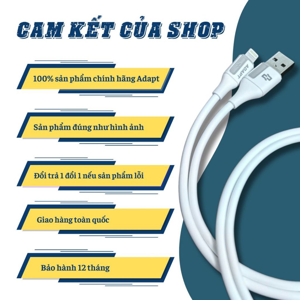 Cáp sạc nhanh, cáp dữ liệu Adapt USB to L 30W chống nóng lạnh