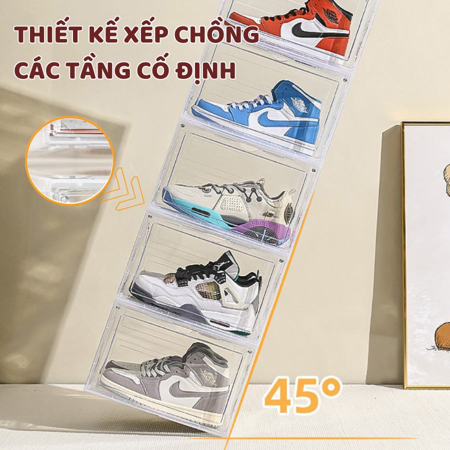 Hộp Đựng Giày ENODA HOME  Nhựa Cứng Cao Cấp, Hộp Nhựa Đựng Giày Dép Trong Suốt Kín Đáo, Chống Bụi HG001
