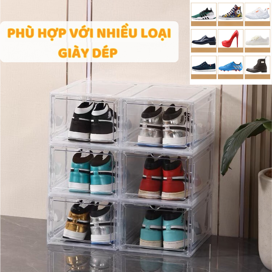 Hộp Đựng Giày ENODA HOME  Nhựa Cứng Cao Cấp, Hộp Nhựa Đựng Giày Dép Trong Suốt Kín Đáo, Chống Bụi HG001