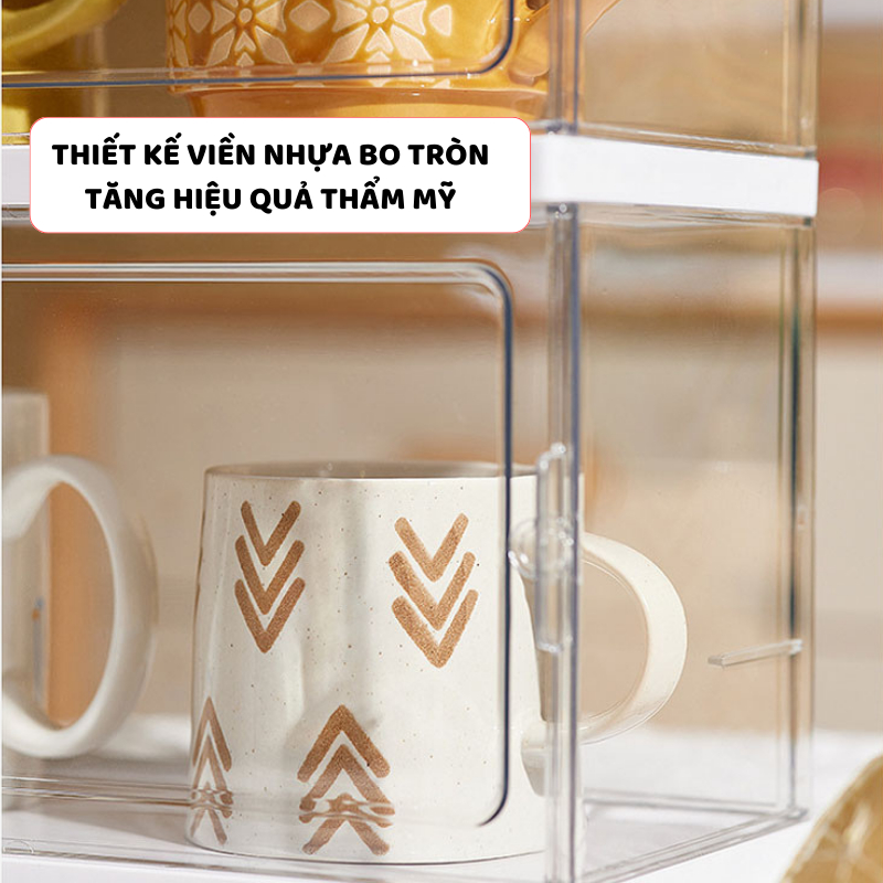 Hộp Đựng Cốc ENODA HOME, Hộp Bảo Quản Trưng Bày Cốc Chén Để Bàn, Để Tủ Cao Cấp HTS001