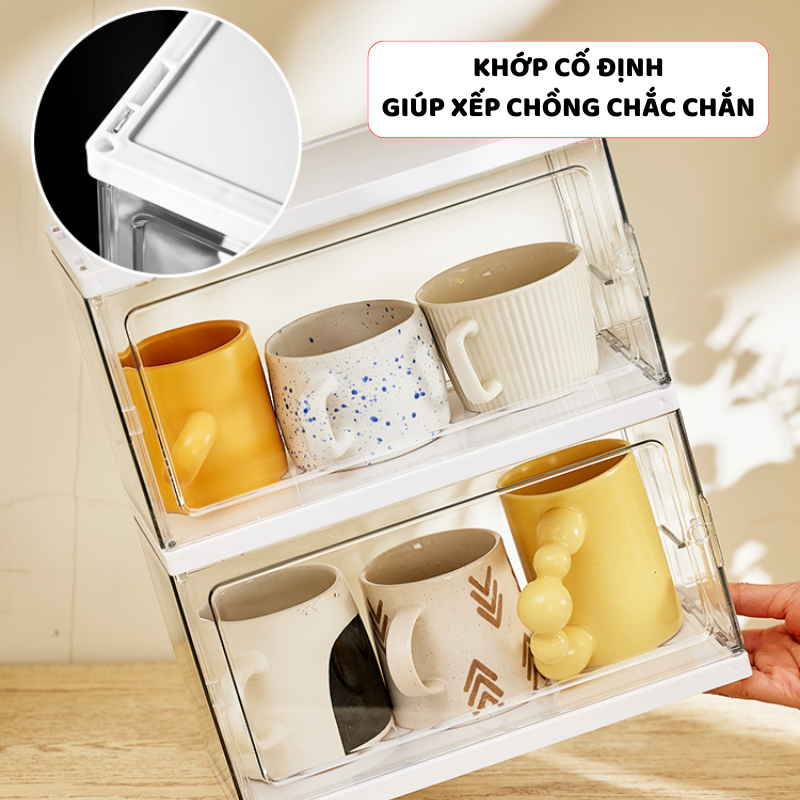 Hộp Đựng Cốc ENODA HOME, Hộp Bảo Quản Trưng Bày Cốc Chén Để Bàn, Để Tủ Cao Cấp HTS001