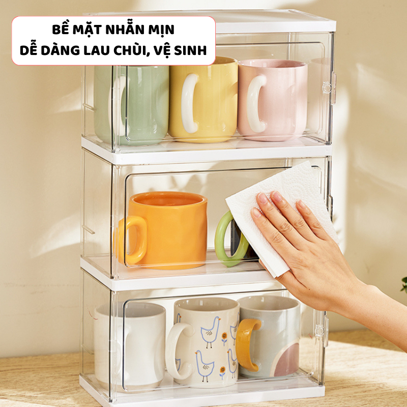 Hộp Đựng Cốc ENODA HOME, Hộp Bảo Quản Trưng Bày Cốc Chén Để Bàn, Để Tủ Cao Cấp HTS001