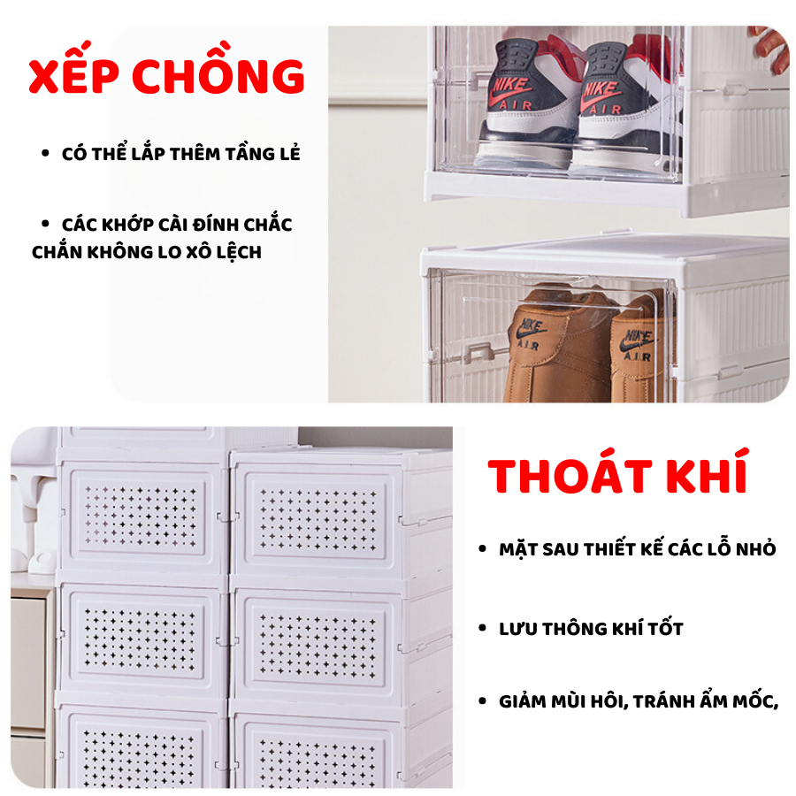 Tủ Giày Gấp Gọn ENODA HOME, Tủ Nhựa Đựng Giày Cao Cấp, Cửa Mica Trong Suốt Cao, Chịu Lực Tốt, Chống Bụi HG010