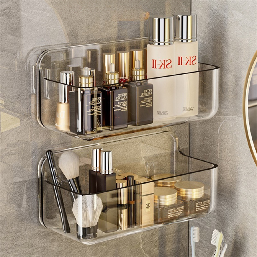 Khay Đựng Mỹ Phẩme ENODA HOME Treo Tường, Khay Nhựa Treo Tường Trong Suốt Chịu Lực Cao, Tặng Kèm Miếng Dán GPT001