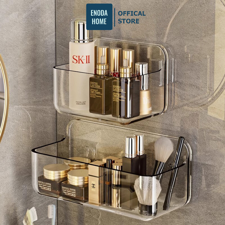 Khay Đựng Mỹ Phẩme ENODA HOME Treo Tường, Khay Nhựa Treo Tường Trong Suốt Chịu Lực Cao, Tặng Kèm Miếng Dán GPT001