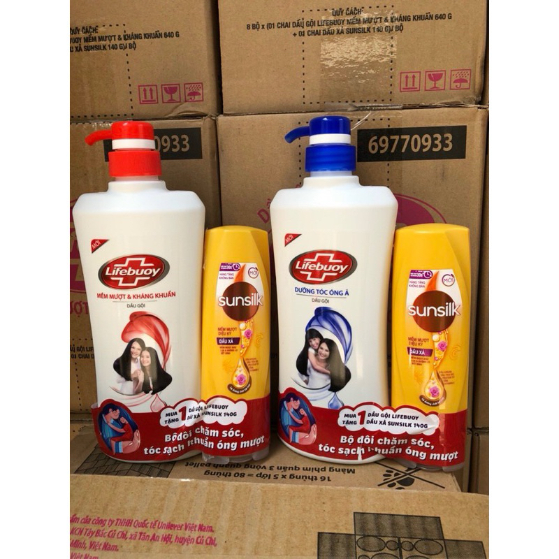 Dầu Gội Lifebuoy Tóc Dày Óng Ả 640g tặng kèm lifebuoy / sunsilk