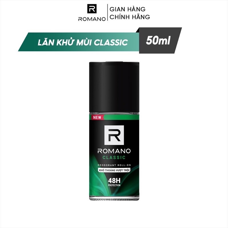Lăn khử mùi nam kháng khuẩn & khô thoáng cả ngày Romano 50ml/chai