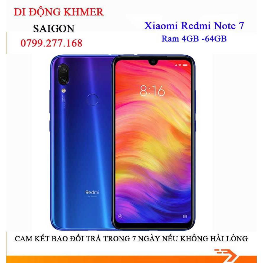 Điện thoại Redmi note 7 Ram 4G bộ nhớ 64GB máy zin đẹp keng tặng kèm ốp ...