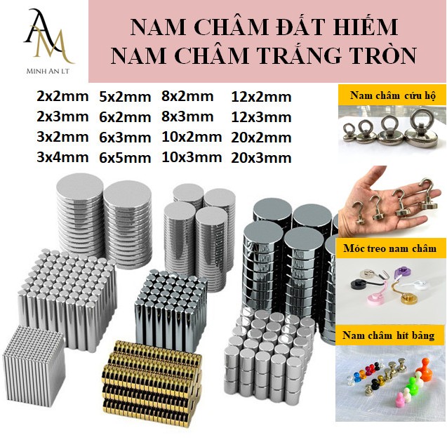 Nam Châm Đất Hiếm Tròn Không Lổ, Nam Châm Trắng Tròn, Nam Châm Vĩnh Cửu ...