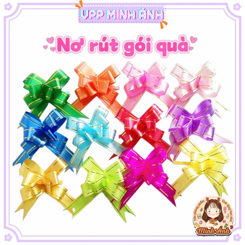 Set 10 nơ rút gói quà nơ ruy băng (CHỌN MẪU) bản 1,2cm 1,4cm 1,8cm, 2 ...