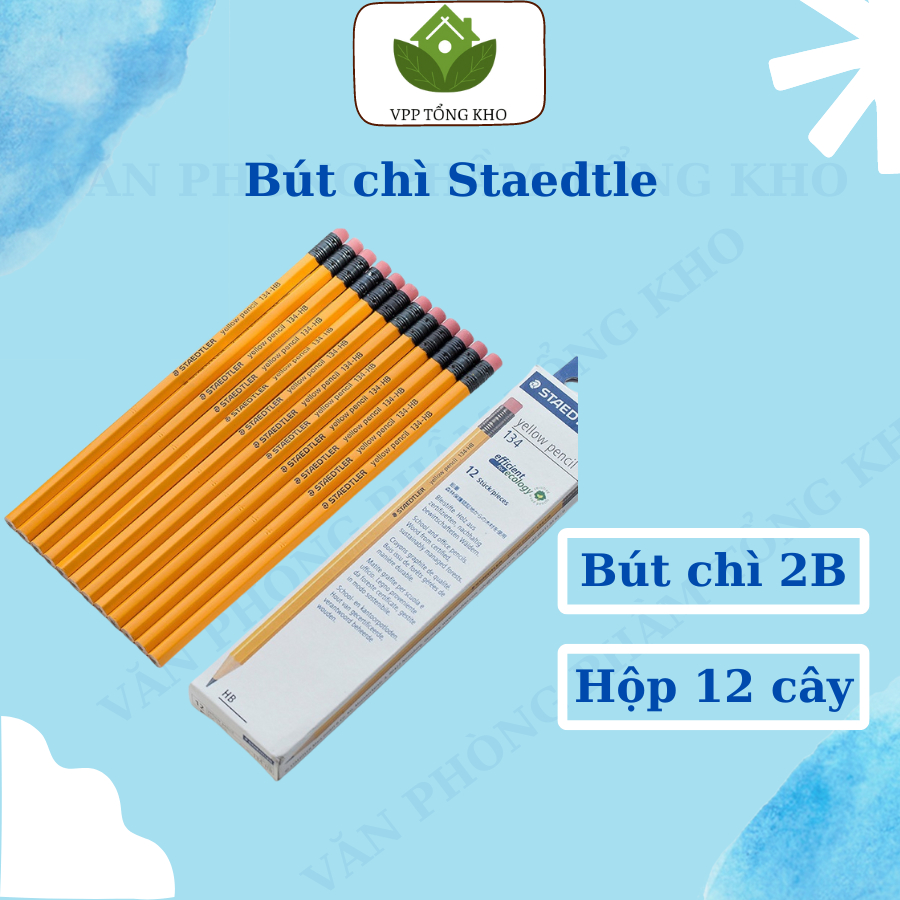 Hộp 12 chiếc bút chì Staedtler 134, bút chì 2B, thương hiệu chì Đức ...