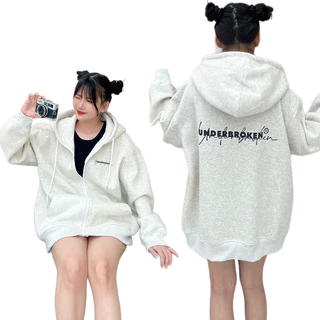 Áo Hoodie Zip Nỉ Bông Khóa Kéo In Hình Nhiều Phân Loại Màu Xám Tiêu Form Rộng Nam Nữ Unisex